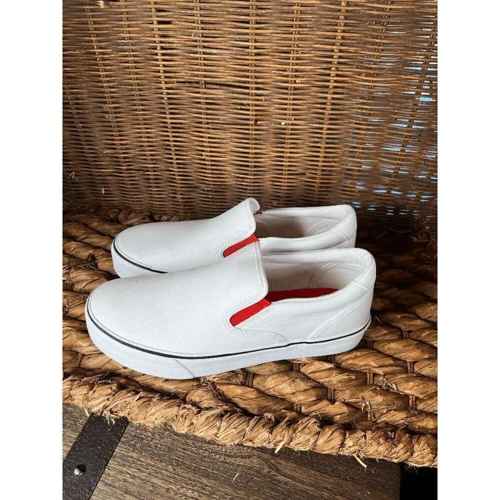 Airwalk Ride-J Mens White Canvas Slip On Skating Casual Sneakers Shoes Size 8.5M